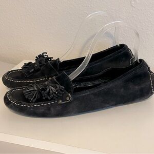 J. Crew navy blue genuine leather tassel loafer flats S 9 office career moccasin